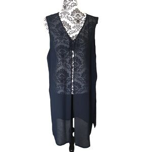 Escalade Paris Mesh Tie-front Black Shirt Gown